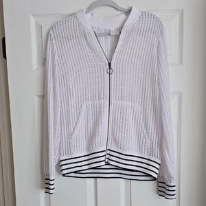 Ideology White and Gray Zip-Up Sweater